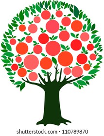 Grapefruit tree isolated on White background. Vector illustration
