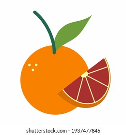Grapefruits, Vektorsymbol. Einzelbild einer Frucht auf weißem Hintergrund.