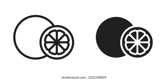 Conjunto de iconos de Vector de pomelo negro relleno y estilo delineado.