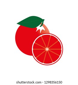 Grapefruit vector illustration.Pomelo isolated on white. Simple vector of grapefruit. Pomelo background texture.