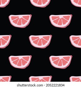 
grapefruit vector pattern black background, trendy print.