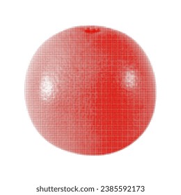 Grapefruit whole fruit, one, isolated, from circles dots of different sizes on white background