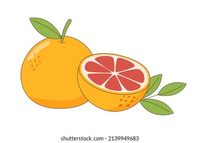 El pomelo entero y la mitad	
