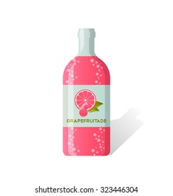 Grapefruitade bottle with fresh juicy grapefruit depicted on label
