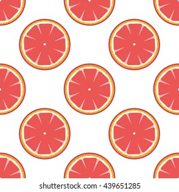 Grapefruits on white background abstract seamless pattern. Juicy fruit graphic design. Modern spring and summer stylish abstract illustration. Template for prints decoration. Vector illustration..
