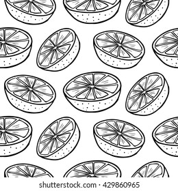 Grapefruits . Vector seamless pattern