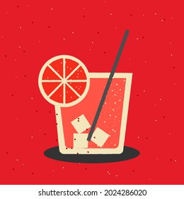 Grapeftuit drink. Vector ullustration in retro style
