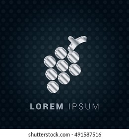Grapes 3D silver/platinum metallic chromium precious Icon / Logo Design