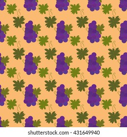 grapes abstract geometric seamless pattern. Fashion graphic design. Vector illustration, texture of green silhouettes of grapes on a colored background. Template for textile, wrapping and decoration.