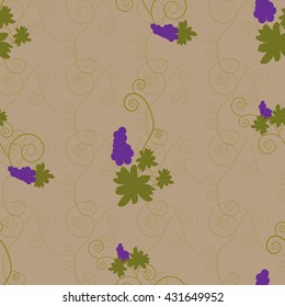 grapes abstract geometric seamless pattern. Fashion graphic design. Vector illustration, texture of green silhouettes of grapes on a colored background. Template for textile, wrapping and decoration.