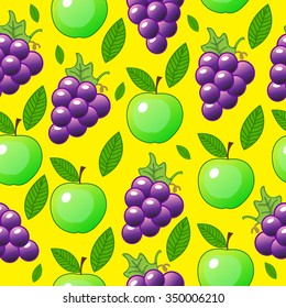 grapes, apple seamless pattern
