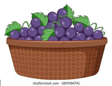 Uvas de la cesta aisladas en ilustración de fondo blanco