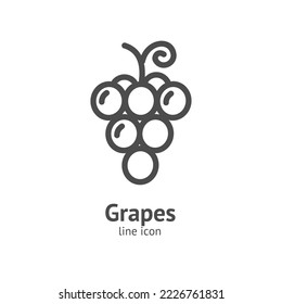 Uvas Berry Black Thin Line Icon Concept Elemento de la Lista de vinos o Menú. Ilustración vectorial de la vid de uva