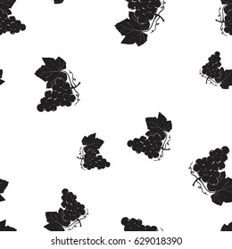 Grapes. Black silhouette seamless pattern. Vector illustration