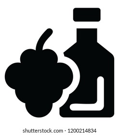 
Grapes with bottle, grape juice icon 
