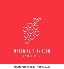 Grapes Bright red material designed line thin flat icon / logo