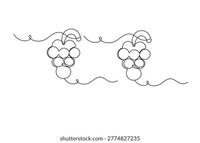 Grapes bunch continuous one line art drawing for minimal wine and fruit branding design 
