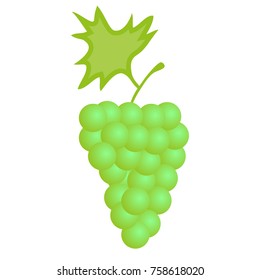 Grapes, a bunch of green grapes. Flat design, vector.