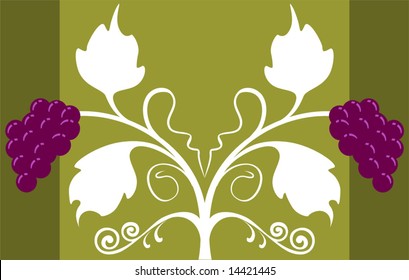 grapes in bunch with leaves	