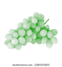 Grapes bunch one, isolated, from circles dots of different sizes on white background