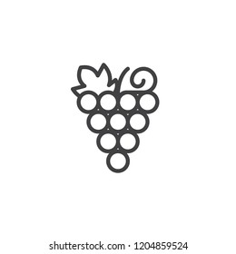 Icono de contorno de racimo de uvas. signo de estilo lineal para concepto móvil y diseño web. Icono de vector de línea simple de fruta saludable. Símbolo, ilustración del logotipo. Gráficos vectoriales perfectos para píxeles
