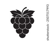Grapes bundle fruit icon image vector illustration design black and white, Bunch of grapes vector icon, Black silhouette of grapes, Vector illustration