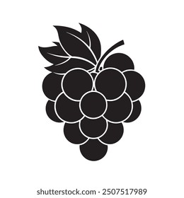 Uvas Paquete fruta icono Imagen diseño de Ilustración vectorial blanco y negro, racimo de uvas icono de Vector, silueta negra de uvas, Ilustración vectorial