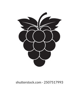 Grapes bundle fruit icon image vector illustration design black and white, Bunch of grapes vector icon, Black silhouette of grapes, Vector illustration