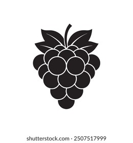 Uvas Paquete fruta icono Imagen diseño de Ilustración vectorial blanco y negro, racimo de uvas icono de Vector, silueta negra de uvas, Ilustración vectorial