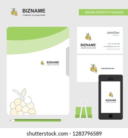 Grapes Business Logo, File Cover Visiting Card and Mobile App Design. Vector Illustration