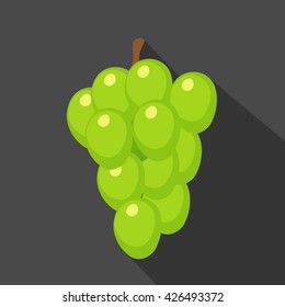 Grapes cartoon flat icon.Dark background. Vector illustration.