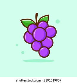 Grapes Cartoon Vector Illustration. Good Used for Sticker, Logo, Icon, Clipart, Etc - EPS 10 Vector