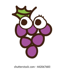 grapes character isolated icon design