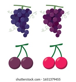 uvas y cerezas de diferentes colores