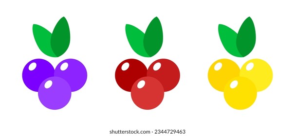 Grapes and cherries flat icon. Vector illustration isolated on white background.