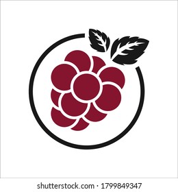 uvas en la ilustración del logotipo del vector de círculo, icono de uvas, uvas púrpura