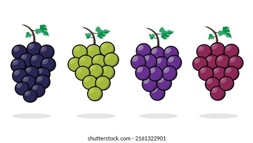 Grapes collection in cartoon style grapes fruit vector art illustration