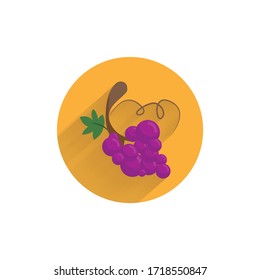 grapes colorful flat icon with long shadow. grapes flat icon