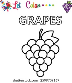Grapes Coloring Page for Kids Printable Activity for Preschool Learning and Fun