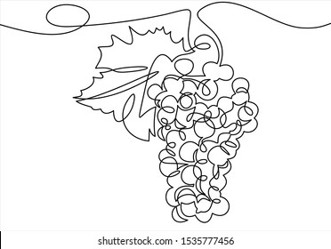 Grapes in continuous line art drawing style.  Vector illustration