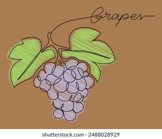Grapes Continuous Line Drawing Art
