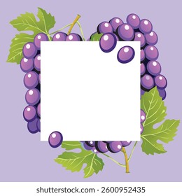 Grapes Creatively Arranged Around a White Patch for Typography.