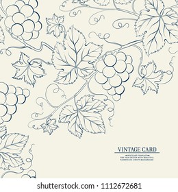 Grapes design for wine menu. Wine list label. Vector illustration.