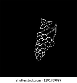 grapes doodle flat black icon vector 