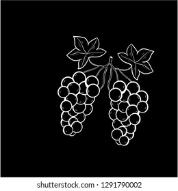 grapes doodle flat black icon vector 