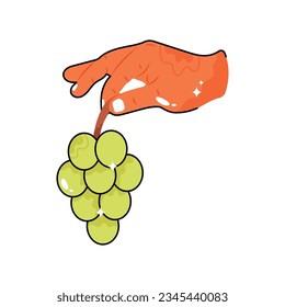 Grapes doodle vector filled outline Sticker. EPS 10 file