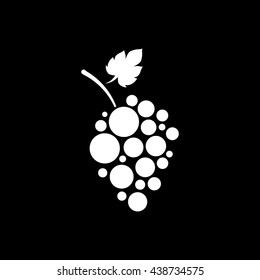 Grapes Flat Icon On Black Background