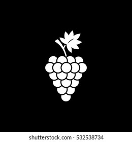 Grapes Flat Icon On Black Background
