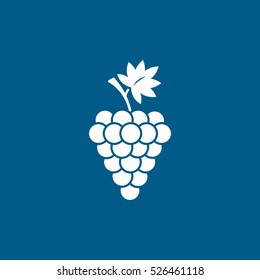 Grapes Flat Icon On Blue Background