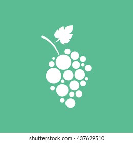 Grapes Flat Icon On Green Background